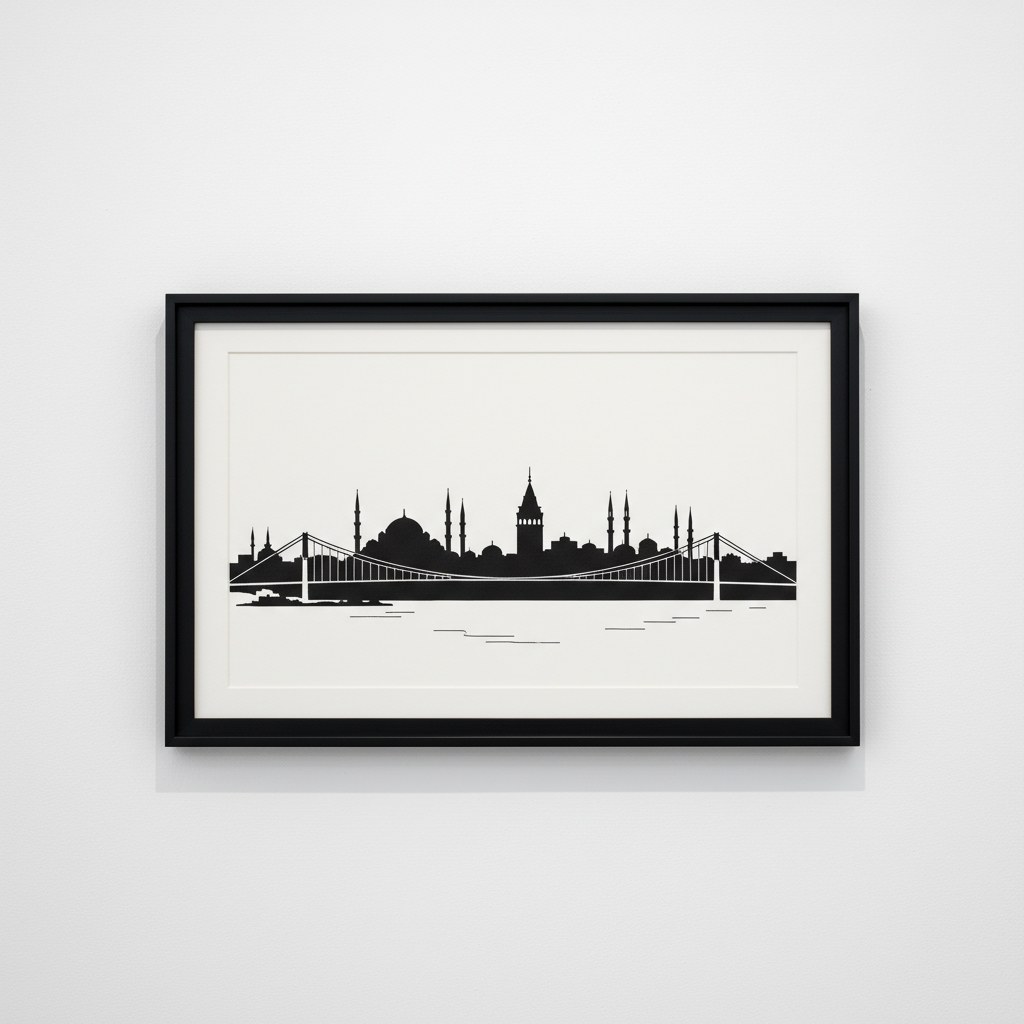 İstanbul Silueti — Çerçeveli tablo 90×60 cm